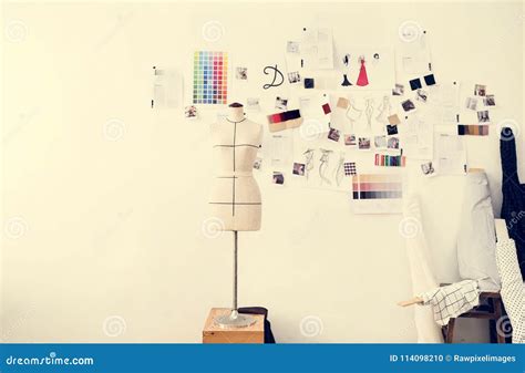 Creative Fashion Designer Workspace Items Stock Photo Image Of