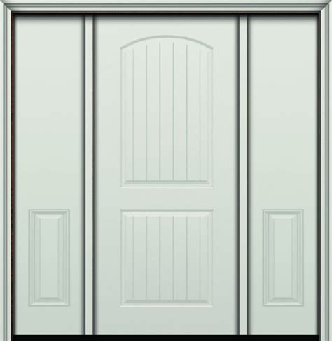 80 Arch 2 Panel Cottage Plank Smooth Fiberglass Single Door Sidelites