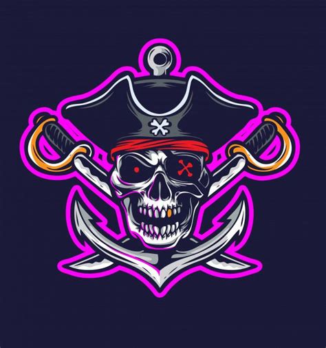 Pirate Logo Vector With Skull And Crossed Swords