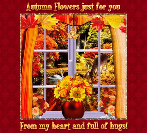 123 Greetings E Cards Fall Flowers Hug Appreciation Table