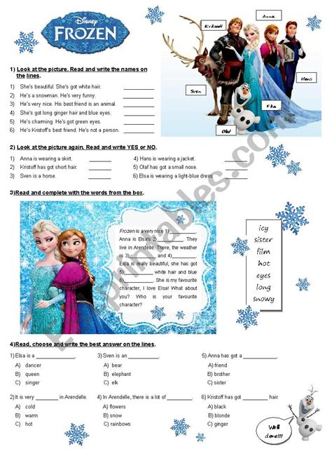 Frozen Activities Esl Worksheet By Danisole2