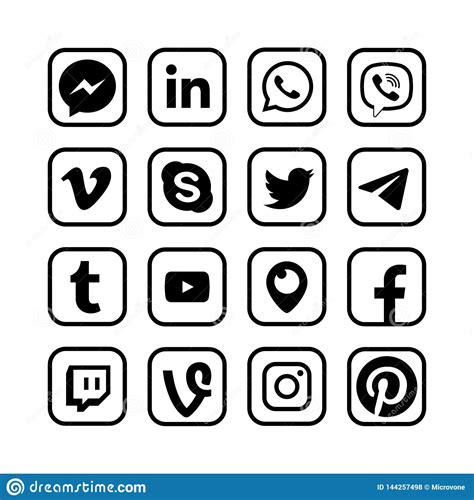 Sociale Media Pictogrammen Populaire Het Netwerkknopen Van Het