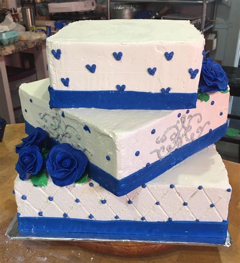 3 Tier Square Wedding Cake Buttercream Cake Quilt Pattern Custom Scroll