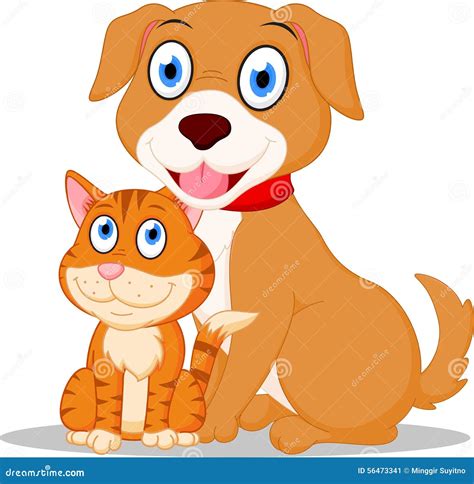 Cute Dog And Cat Cartoon Stock Vector Image 56473341