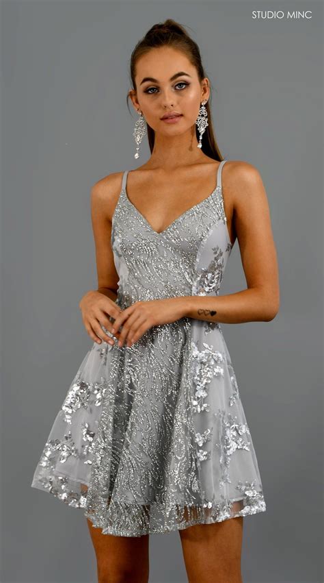 Silver Wings Short Silver Prom Dress Homecoming Dresses Sparkly Dress