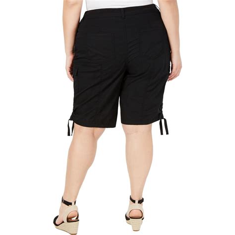 Style And Co Womens Black Mid Rise Cargo Bermuda Shorts Plus 22w Bhfo