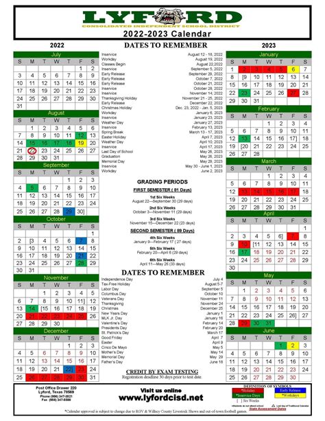 2022 2023 Lyford Cisd Instructional Calendar Calendars Lyford Cisd