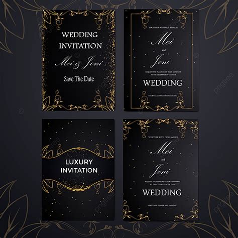 Luxury Black Elegant Wedding Invitation Set Template Download On Pngtree