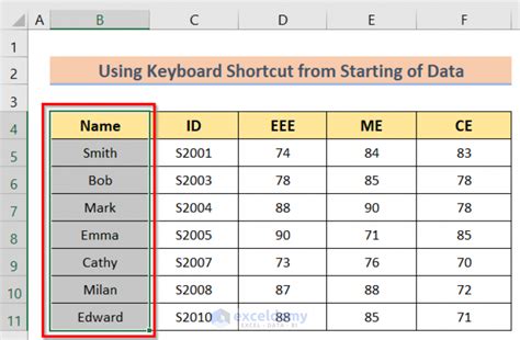 How To Select Column To End Of Data In Excel 3 Easy Methods