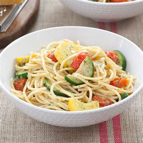 Spaghetti With Summer Vegetable Sauce America S Test Kitchen Recipe
