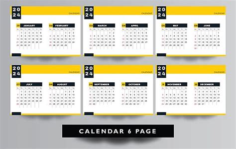 Plantilla De Calendario De Escritorio De 6 Páginas 2024 Vol 43 Vector