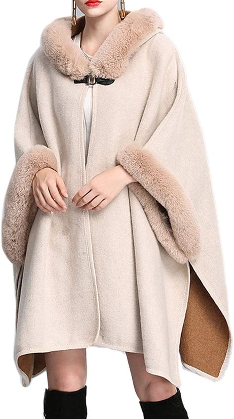 Ladies Cape Elegant Winter Cape With Fur Warm Thicken Special Style