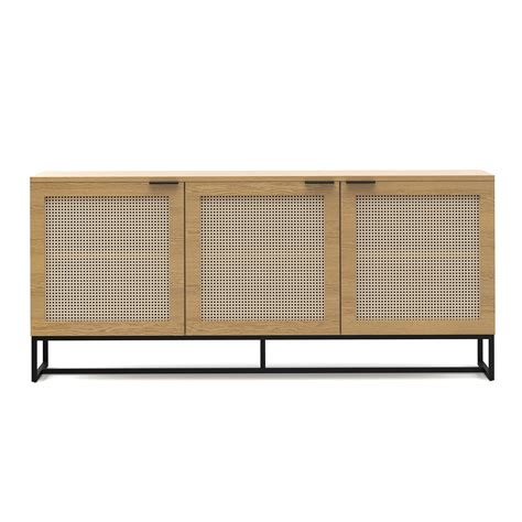 Hendrick Rattan 3 Door Sideboard In Natural Oak L3 Home