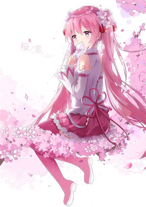 Anime Anime Girls Sakura Miku Vocaloid Long Hair Pink Hair Pink