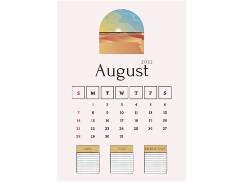 2022 Aesthetic August Digital Calendar Printable 2022 Etsy Uk In 2022