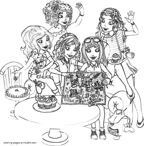 Mia, emma, andrea, stephanie and olivia can make things happen. Coloring pages of Lego Friends || COLORING-PAGES-PRINTABLE.COM