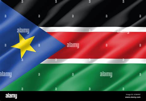 gráfico de la bandera ondulada de seda de sudán del sur ondulada bandera del sur de sudán