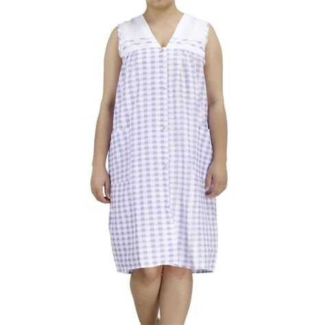 Ezi Womens Sleeveless Snap Front Cotton House Dress By Ezi Walmart