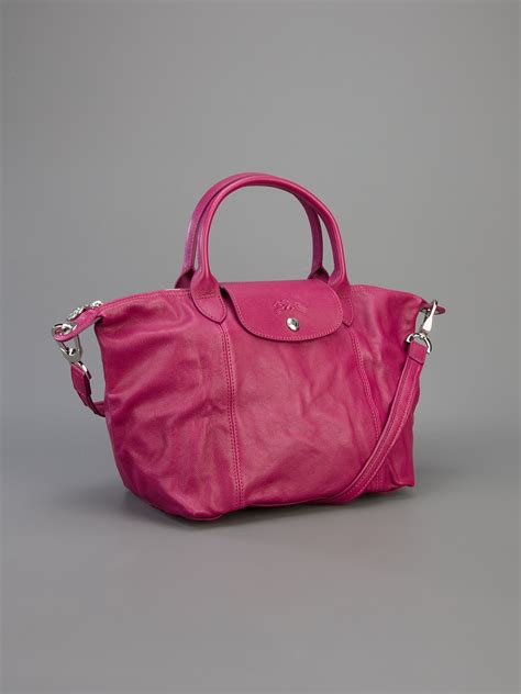 Lyst - Longchamp Le Pliage Cuir Tote in Pink