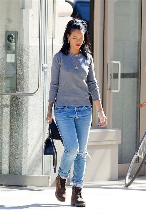 Rihanna In Jeans Out In Soho Hawtcelebs