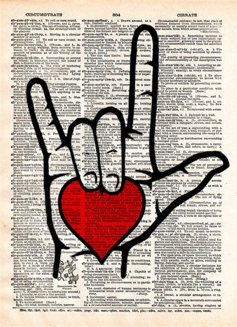I Love You Sign Sign Language I Love You Art Romantic Heart Art Prin