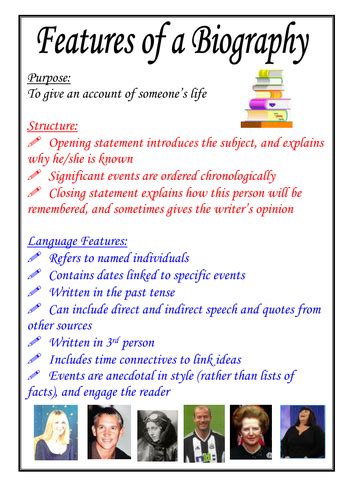 Features of a biography poster | Teaching Resources