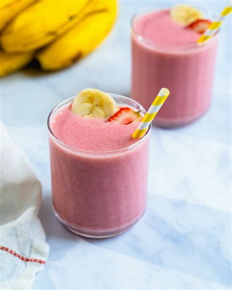 Strawberry Banana Smoothie 2 Ingredients A Couple Cooks