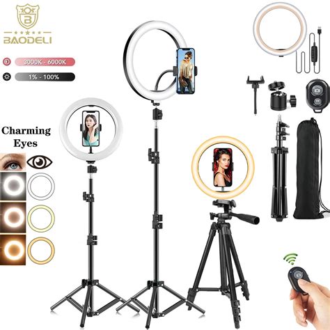 10 26cm led selfie ring light photography video light ringlight phone stand tripod fill light