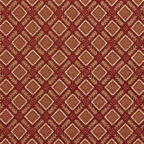 Brandy Beige And Burgundy Dimond Trellis Leafs Accent Damask Upholstery