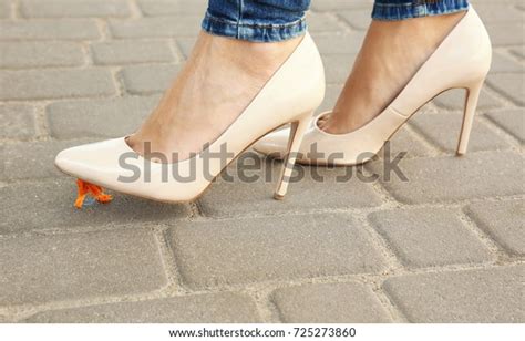 Woman Chewing Gum On Sidewalk Concept Stock Photo Edit Now 725273860