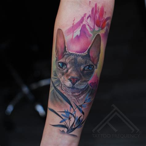 Freshly Done Sphynx Cat On Womans Arm Artist Maris Pavlo Cattattoo