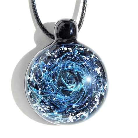 Cremation Jewelry Galaxy Necklace Blown Glass Cremation Etsy