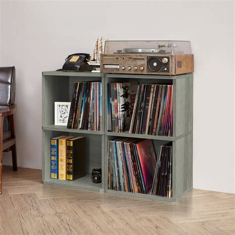 Vinyl Record Storage 2 Cube In Grey Way Basics