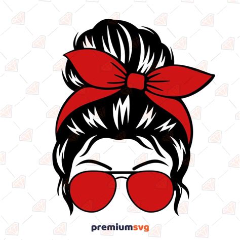 Red Messy Bun Svg Cut File Sunglasses Messy Bun Svg Premiumsvg My Xxx