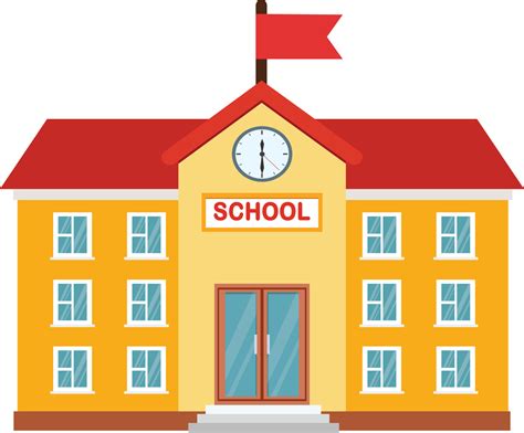 Vector Illustration Of High School Building Vector School Building