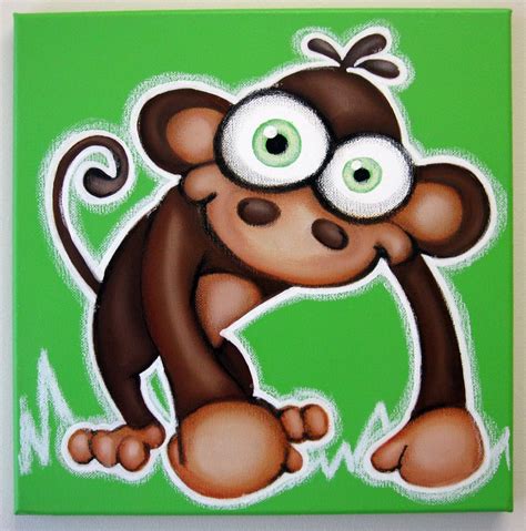 Monkey Original 12 X 12 Painting On Canvas Monkey Wall Art
