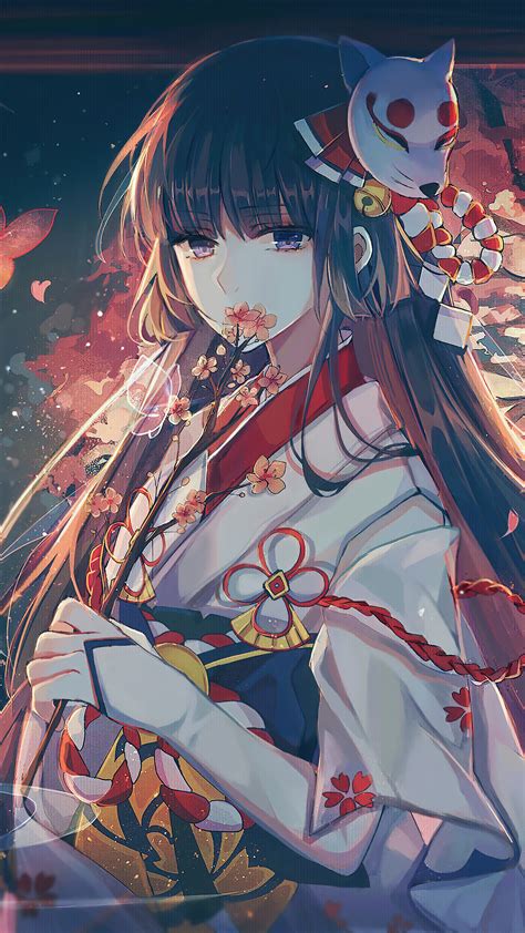 Anime Girl Kimono Mask Pc Desktop 4k Wallpaper Free Download