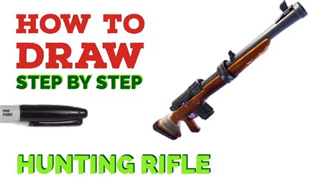 Step by step beginner drawing tutorial of the light machine gun in fortnite. Hunting Rifle Drawing at GetDrawings | Free download