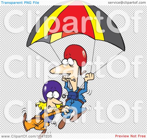 Royalty Free Rf Clip Art Illustration Of A Cartoon Couple Parachuting