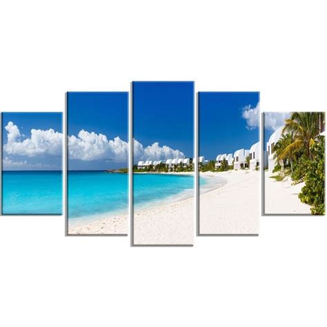 Caribbean Beach Panorama On Canvas 5 Pieces Photograph | Photo canvas ...