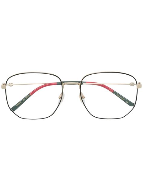 gucci eyewear web detail hexagonal frame glasses farfetch