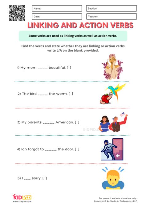 Th Grade Action And Linking Verbs Worksheet Schematic And Wiring