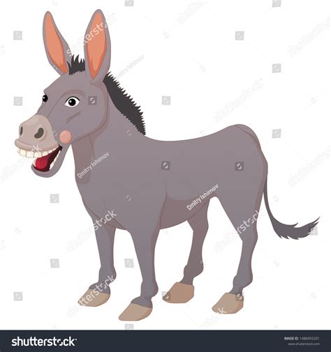 Smiling Cartoon Donkey Isolated On White Vector De Stock Libre De