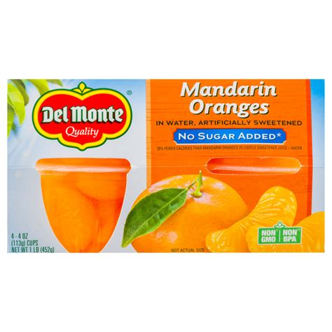 Save On Del Monte Fruit Cups Mandarin Oranges No Sugar Added 4 Ct