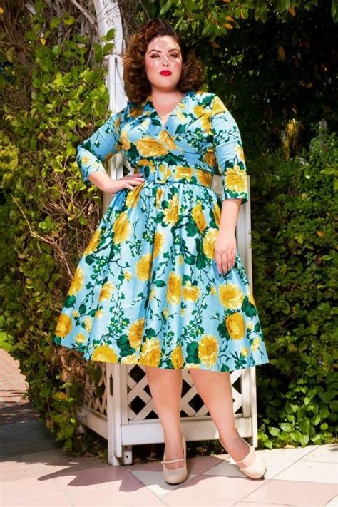 50s Birdie Floral Dress In Baby Blue And Yellow Pinup Girl Clothing