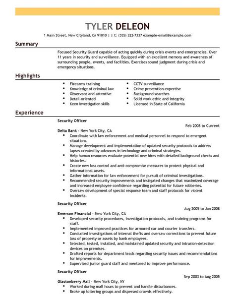 Review job interview questions for security guard positions, what to say, what not to say, and examples of the best answers. Best Security Officer Resume Example | LiveCareer