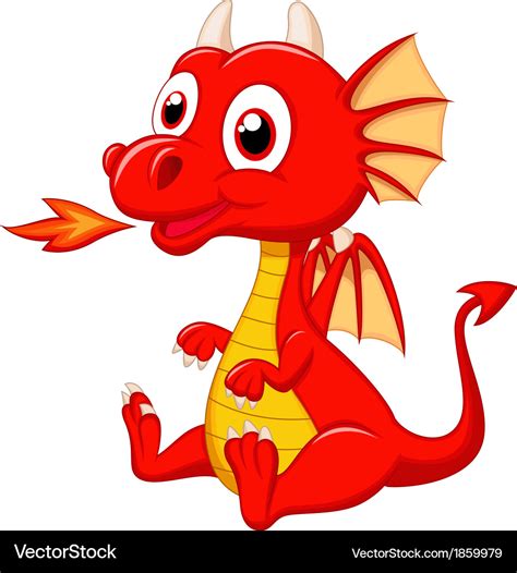 Cute Baby Dragon Cartoon Royalty Free Vector Image