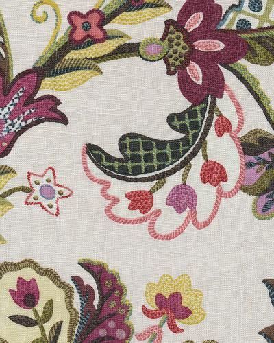 P Kaufman Garden Crewel Berry Fabric Vintage Embroidery Fabric
