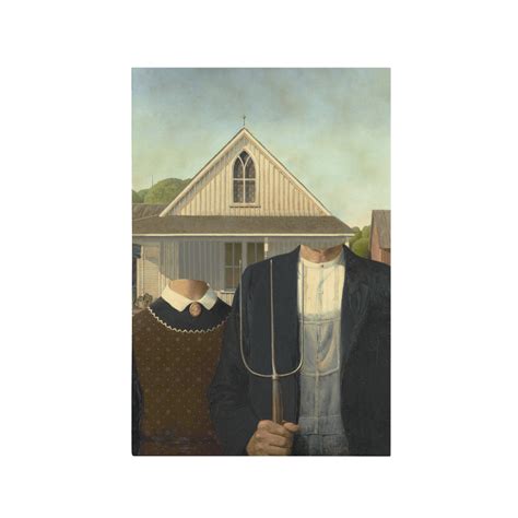 Personalized American Gothic Painting Farmer And Wife Painting