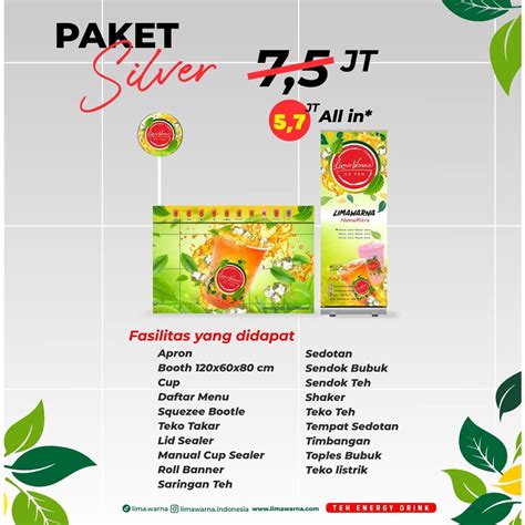 Jual Paket Usaha Franchise Minuman Es Teh Lima Warna Paket Silver